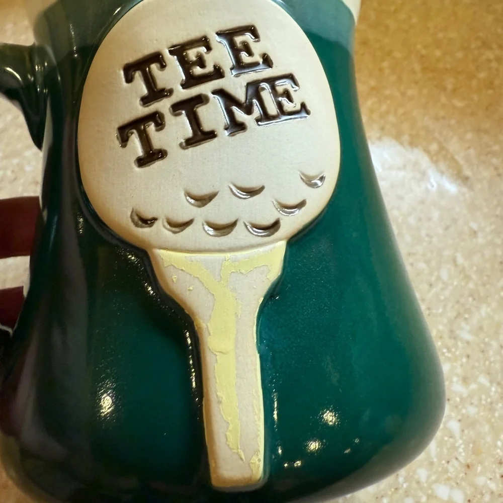 Golfers Green Tee Time Stoneware Mug 16oz Golf Ball Cup